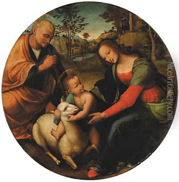 The Holy Family Oil Painting - Tuscan School
