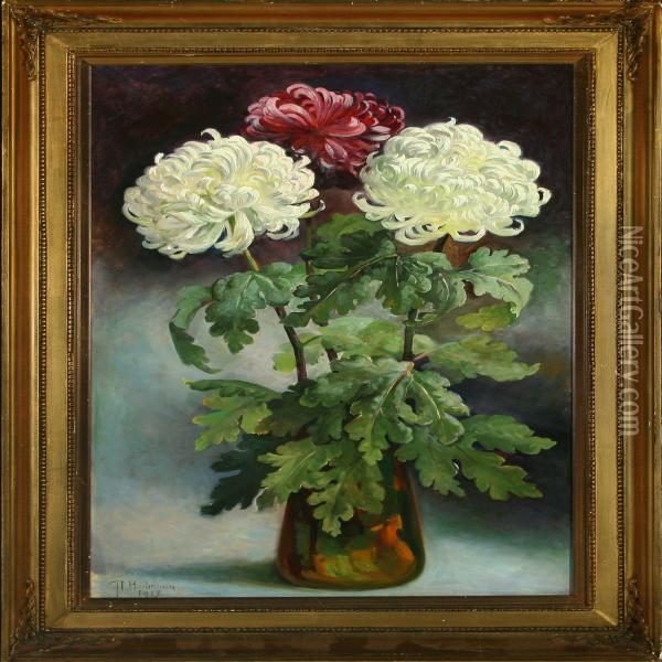 Flowers In A Vase Oil Painting - Flora Heilmann