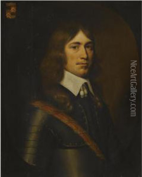 Portrait Of A Gentleman Of The Holt Family, Half-length, Wearingarmour And A Red Sash Oil Painting - Jacobus Van Der Gracht