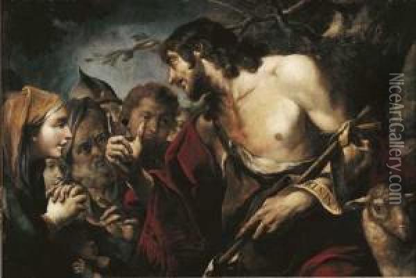 La Predication De Saint Jean-baptiste Oil Painting - Giovanni Battista Pittoni the younger