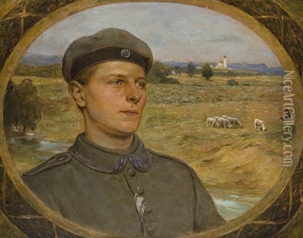 Portrait Of A Soldier Oil Painting - Johann Friedrich Engel