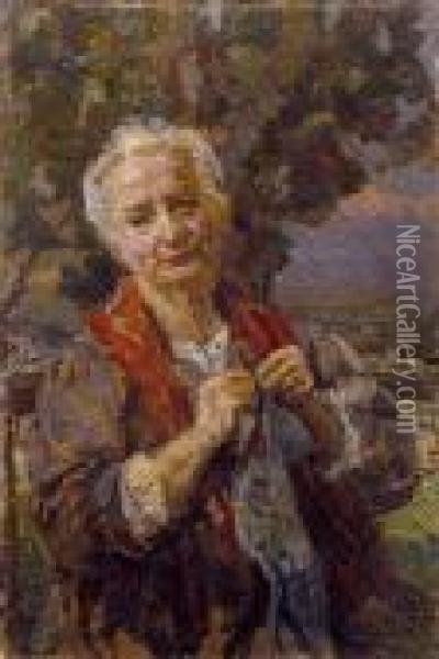 La Nonna Oil Painting - Alessandro Milesi
