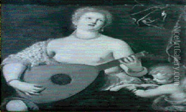 Venus Jouant De La Guitare Oil Painting - Micheli Parrasio