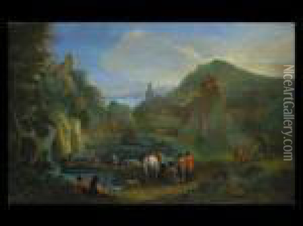 Landschaft Mit Figurenstaffage Oil Painting - Theobald Michau