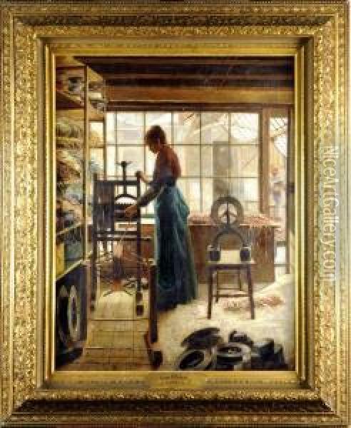 [la Cylindreuse] (date 1884) Oil Painting - Charles, Karl Meunier