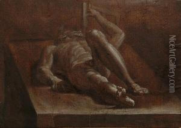 A Reclining Male Nude Oil Painting - Marcantonio Bassetti