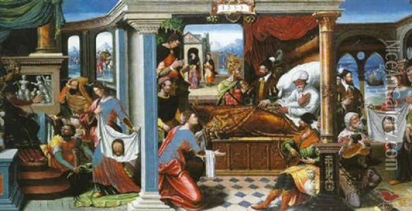 La Legende De Sainte Veronique Oil Painting - Pieter Coecke van Aelst the Elder
