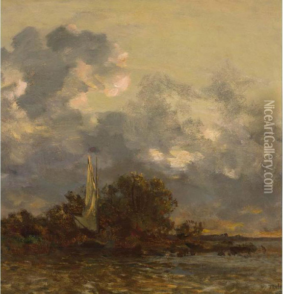 Night Sailing Oil Painting - Willem Bastiaan Tholen