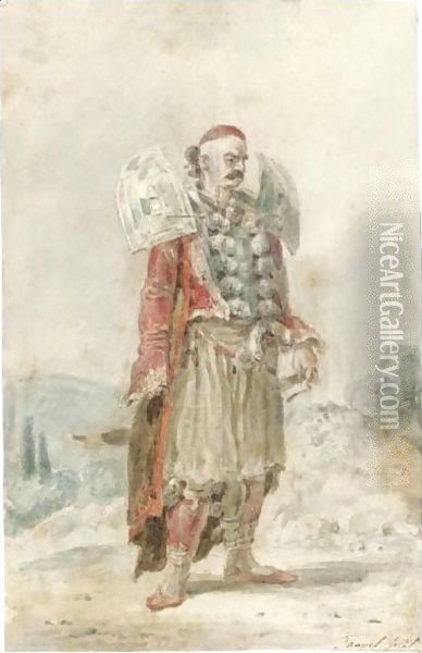 Portrait Of A Turkish Man In A Ceremonial Costume Oil Painting - Louis Francois Sebastien Fauvel
