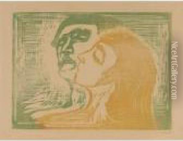 Head By Head (kopf Bei Kopf) (w. 268; S. 230) Oil Painting - Edvard Munch