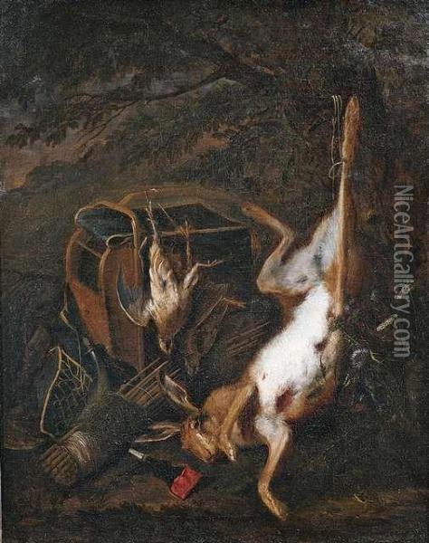 Jagdstilleben Mit Erlegtem Hasen Und Wildvogeln Oil Painting - Adriaen de Gryef