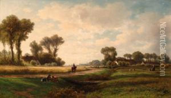 Figures In Alandscape Oil Painting - Adriaen van Everdingen