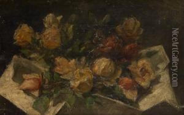 Le Bouquet De Roses Oil Painting - Carel Nicolaas Storm Van'S Gravensande