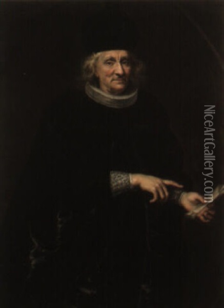 Portrait D'un Ecclesiastique Tenant Une Lettre Oil Painting - Giovanni Bernardo Carboni
