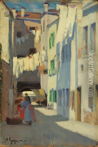 Street Scene Oil Painting - Clarence Alphonse Gagnon