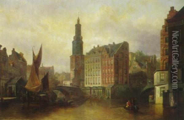 Vue D'amsterdam Oil Painting - Elias Pieter van Bommel