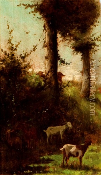 Paisaje Con Cabras, Pontoise Oil Painting - Emilio Sanchez-Perrier
