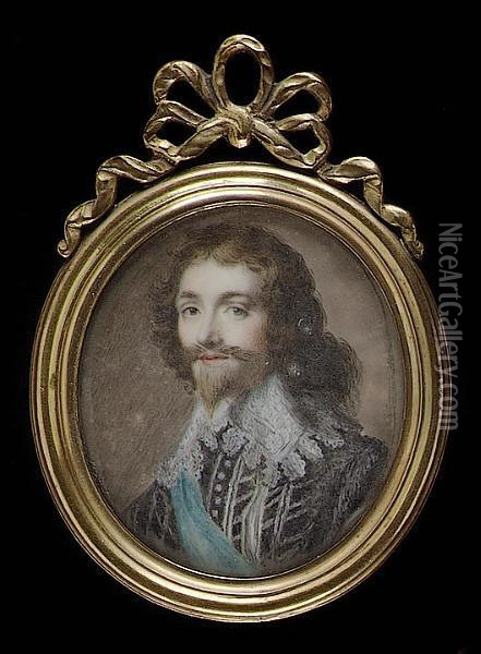 George Villiers, Duke Of Buckingham (1628-1687), Wearing Black And Silver Doublet And Blue Garter Sash And John Milton (1608-1674), Wearing Black Cloak, White Lawn Collar With Tassels Oil Painting - Margaret, Countess Lucan