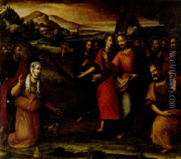 Noli Me Tangere Oil Painting - Jacopo Palma il Giovane