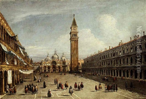 The Piazza San Marco, Venice, Looking East Along The Central Line Oil Painting - Michele Marieschi