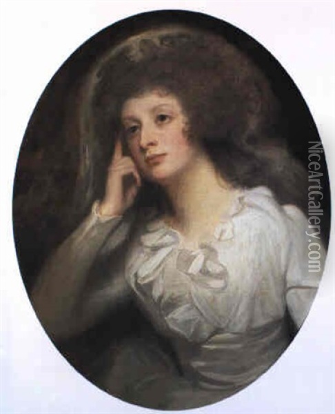 Portrait Of Mrs. Tickell Oil Painting - George Romney