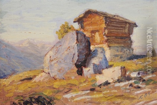 Berghutte Im Wallis (study) Oil Painting - Albert Henri John Gos