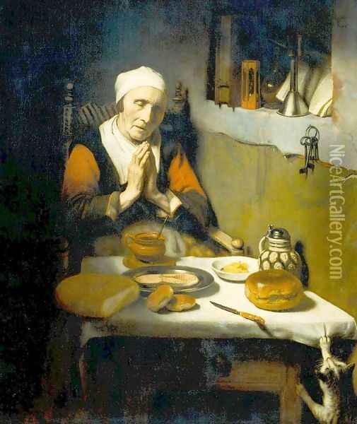 Old Woman at Prayer Oil Painting - Nicolaes Maes