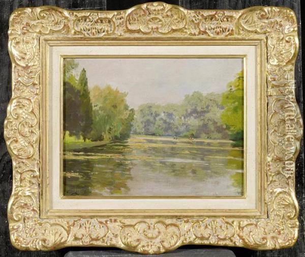 Landscape With A River Oil Painting - Francois Adolphe Grison