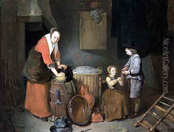 A Kitchen Interior Oil Painting - Quiringh Gerritsz. van Brekelenkam