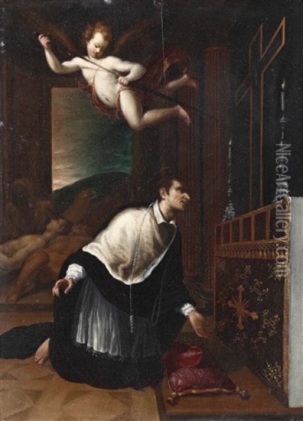 San Carlo Borromeo Allaltare Oil Painting - Andrea Commodi