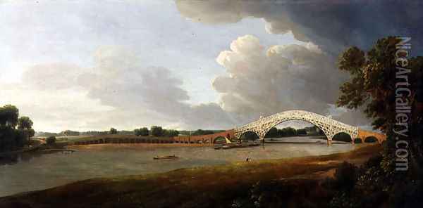 Old Walton Bridge, 1785 Oil Painting - Francis Towne