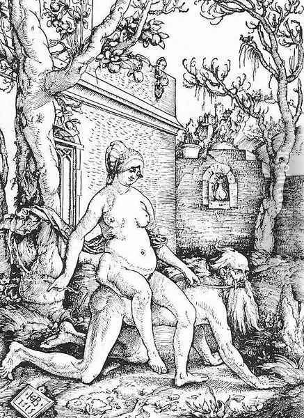 Aristotle And Phyllis Oil Painting - Hans Baldung Grien