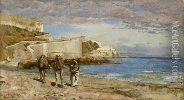 Camel Traders Outside Tangier Oil Painting - Edwin Lord Weeks
