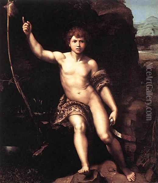 St John the Baptist 2 Oil Painting - Raffaelo Sanzio