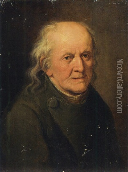 Portrait Of An Elderly Man In A Green Coat Oil Painting - Martin Johann (Kremser Schmidt) Schmidt