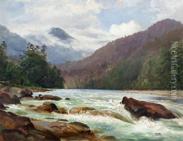 Fall On The Buller River Near The Hope Oil Painting - Charles Blomfield
