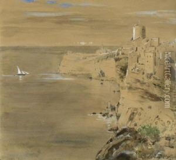 Korsika - Steilklippen Von
 Bonifacio Oil Painting - Carl Wuttke