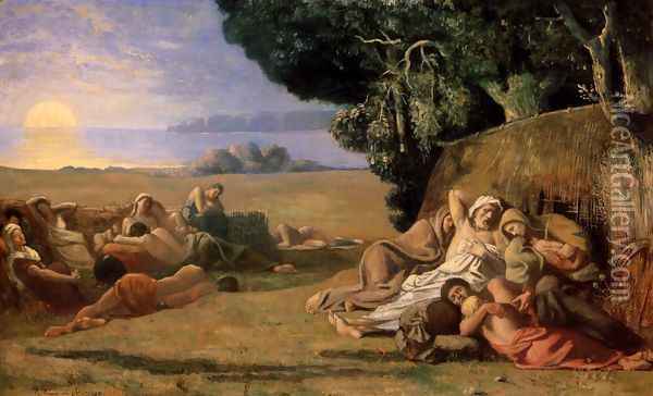 Le Sommeil (Sleep) Oil Painting - Pierre Cecile Puvis de Chevannes