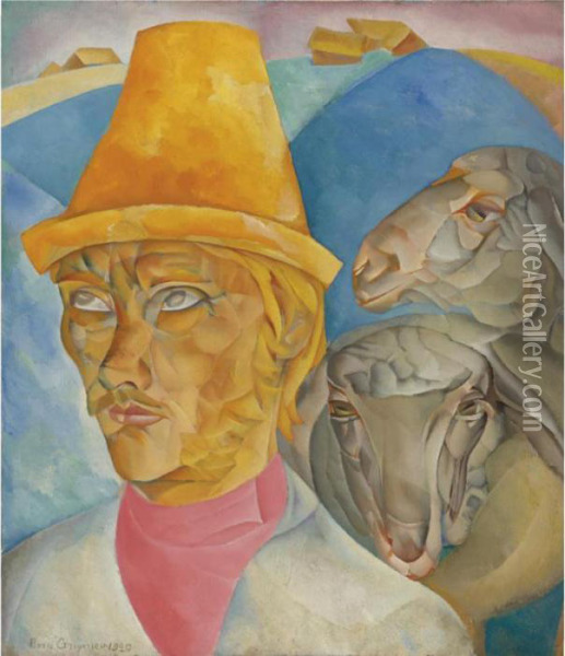 Shepherd Of The Hills Oil Painting - Boris Dimitrevich Grigoriev