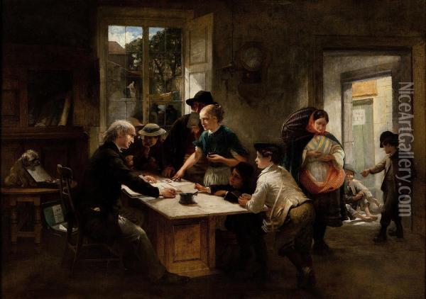 The Penny Bank Oil Painting - George Harvey