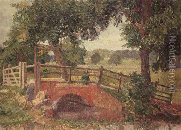 The Bridge at Panshanger Park Oil Painting - Spencer Frederick Gore