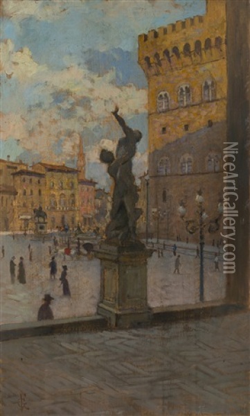 Piazza Della Signoria Oil Painting - Francesco Gioli