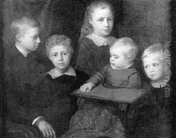 Die Funf Kinder Der Familie Freytag Oil Painting - Lorenz Vogel