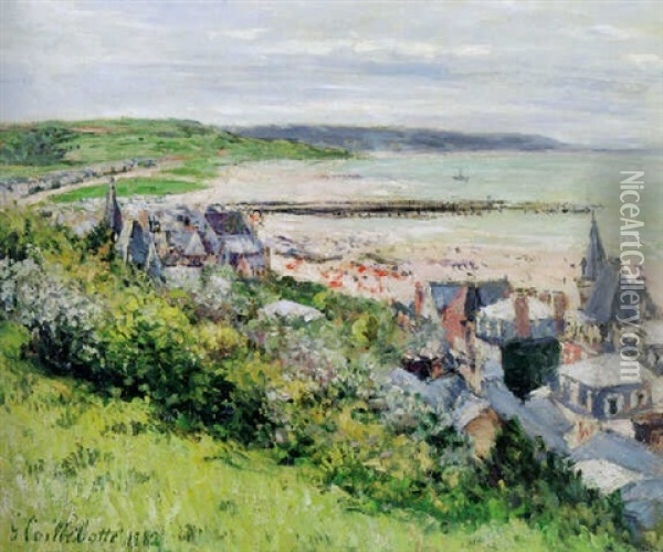 La Plage De Trouville, Vue De La Corniche Oil Painting - Gustave Caillebotte