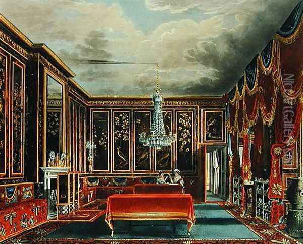 The Japan Room at Frogmore, engraved by R. Reeve, from The History of the Royal Residences of Windsor Castle, St. James Palace, Carlton House, Kensington Palace, Hampton Court and Frogmore, published by A. Dry, 1819 Oil Painting - Charles Wild