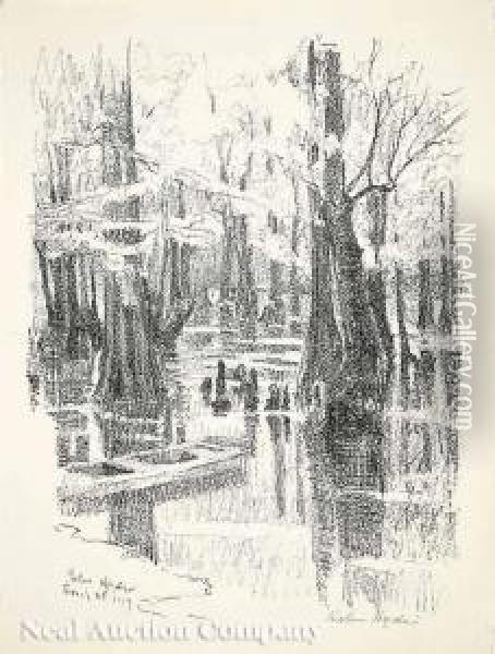 Cypress Swamp Oil Painting - Helen Hyde