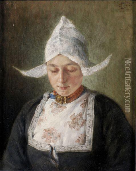 Femme A La Coiffe Oil Painting - Paul-Joseph Alizard
