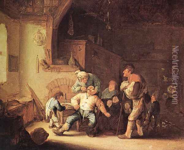 Barber Extracting of Tooth 1630-35 Oil Painting - Adriaen Jansz. Van Ostade