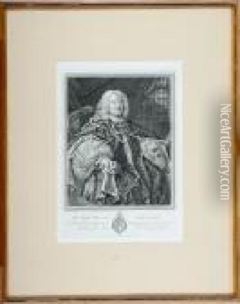 Dr. Benjamin Hadley Lord Bishop Of Winchester. Engraving. 43 X 30 Cm Oil Painting - William Hogarth