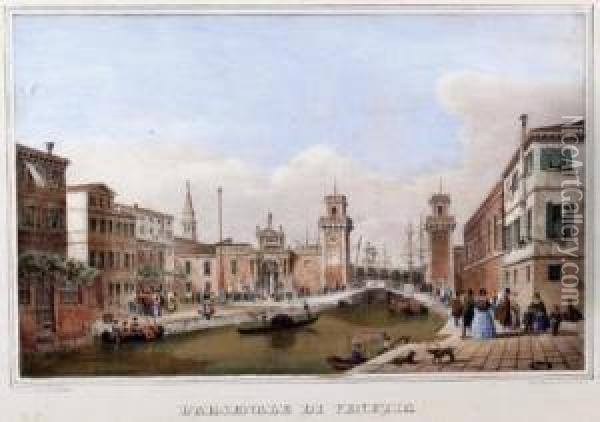 L'arsenale Di Venezia Oil Painting - Giovanni Pividor